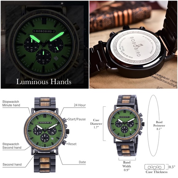 Luxury Verawood Chronograph Military Quartz Watch - Picture 15 of 16